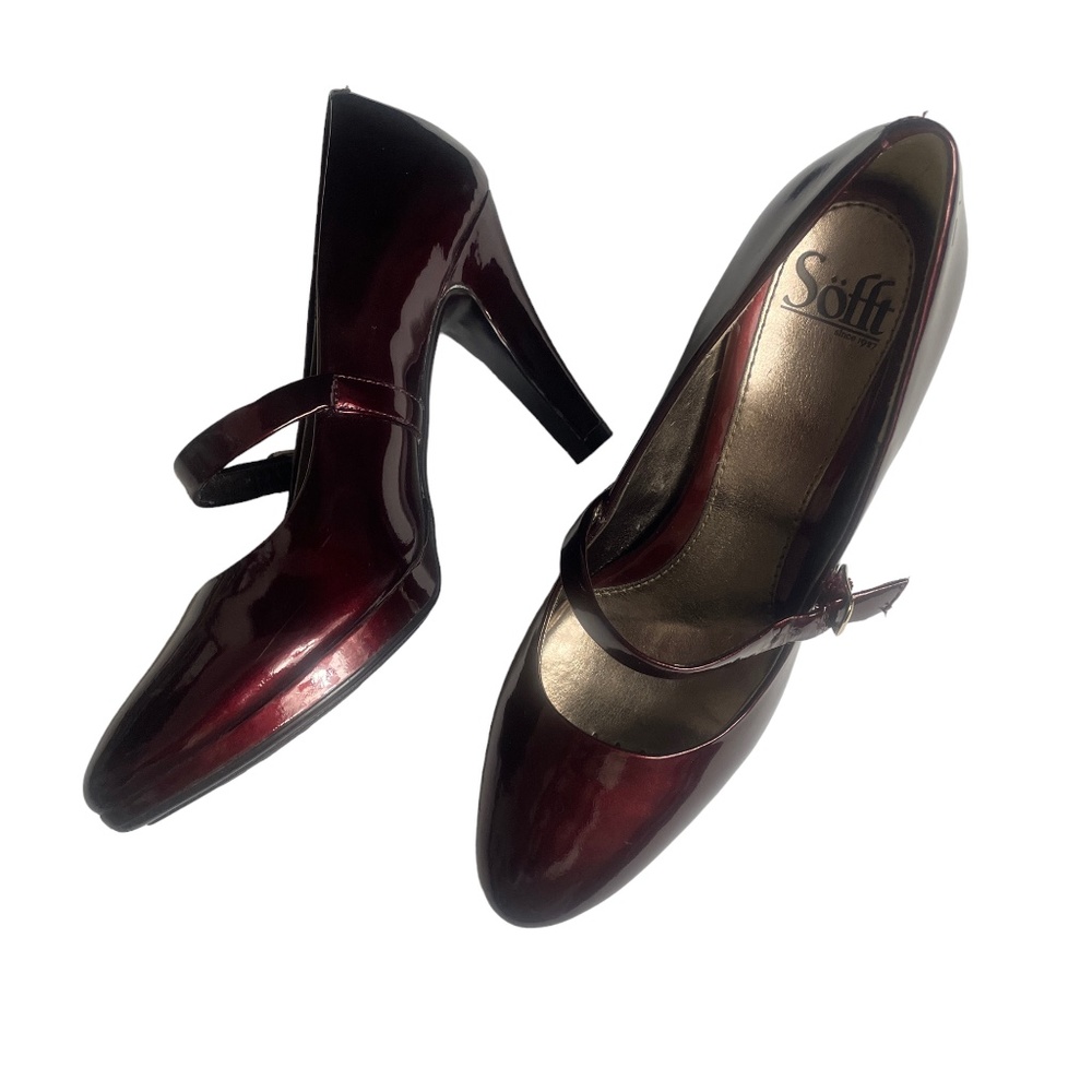 Sofft Burgandy 8M Leather‎ Upper Heeled Shoes 3 1/2 inch Heel (tacky)